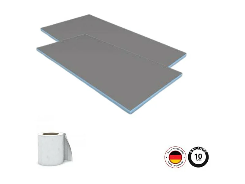 Lot de 2 panneaux de construction WEDI + bande d'armature Epaisseur 0,4 cm