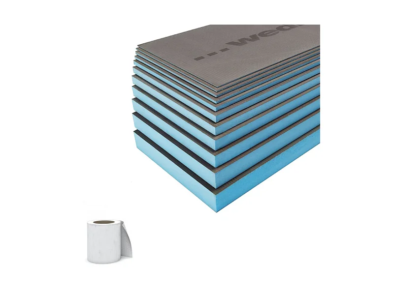 Lot 3 panneaux de construction WEDI, 250 x 60 x 8 cm + bande