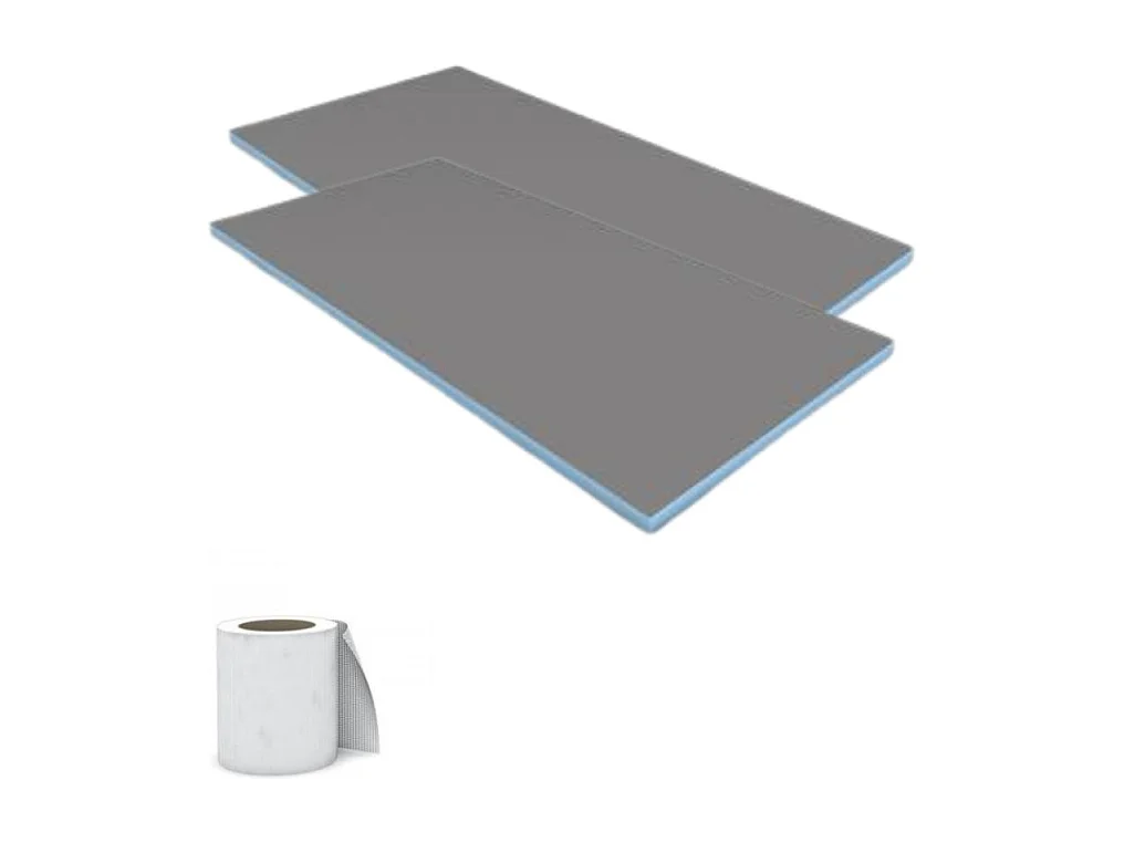 Lot de 2 panneaux de construction WEDI + bande d'armature Epaisseur 5 cm