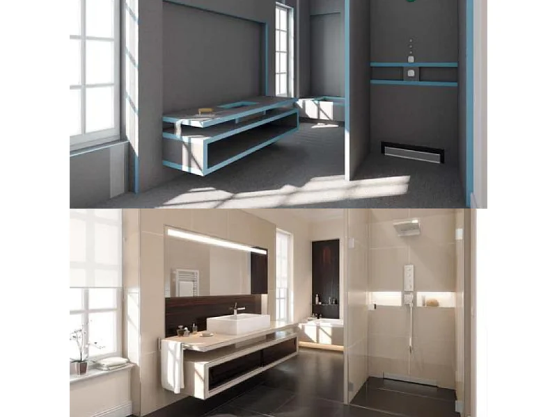 Lot de 3 panneaux de construction WEDI 250 x 60 x 1 cm + Bande d'étanchéité