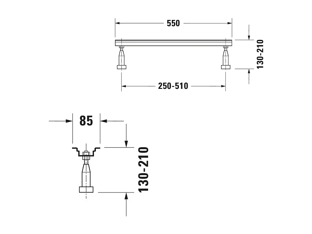 Pieds pour baignoire DURAVIT Gris 55x8,5x13 cm