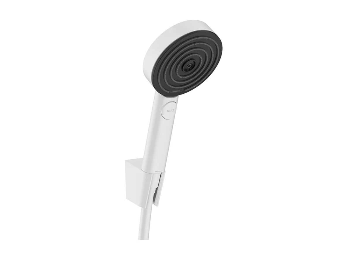 Ensemble support mural et douchette 105 3jet Relaxation avec flexible 160 cm blanc mat Hansgrohe Pulsify Select