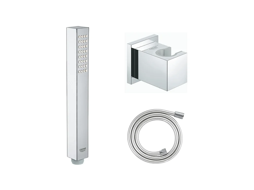 Douchette 1 jet GROHE Vitalio Joy Cube Stick chromé avec flexible 150 et support carré