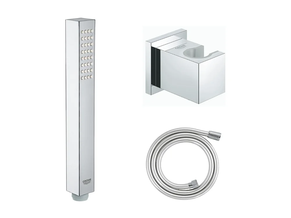 Douchette 1 jet GROHE Vitalio Joy Cube Stick chromé avec flexible 150 et support carré