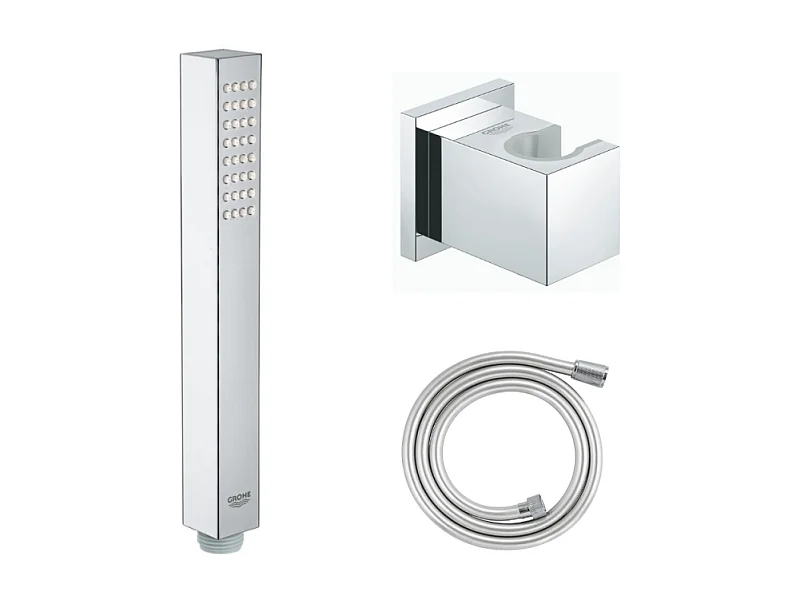 Douchette 1 jet GROHE Vitalio Joy Cube Stick chromé avec flexible 150 et support carré
