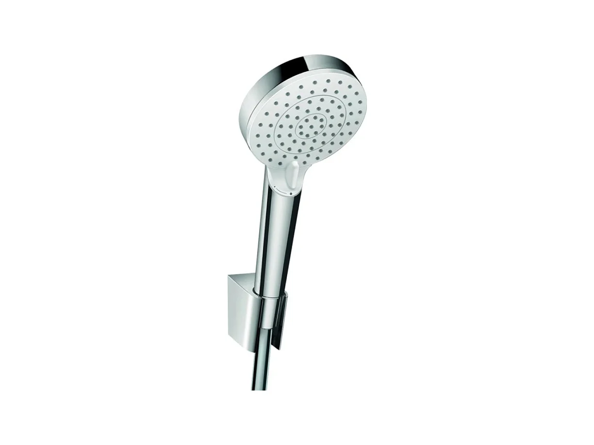 Ensemble support mural et douchette Vario EcoSmart 9 l/min avec flexible de douche 160 cm blanc/chromé Hansgrohe Crometta