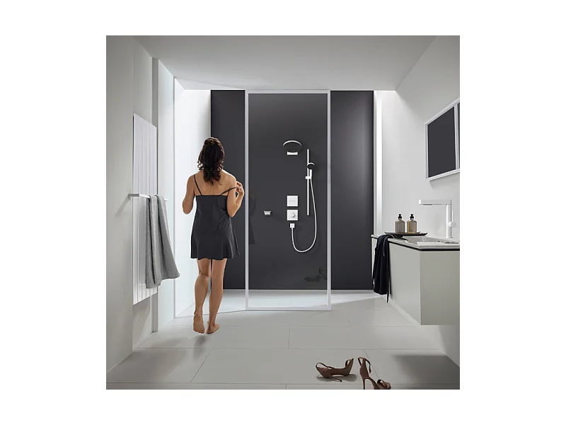 Set de douche 105 3jet Relaxation EcoSmart 9l/min avec barre C 90 cm blanc mat Hansgrohe Pulsify Select