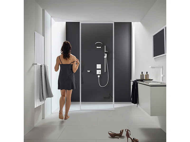 Set de douche 105 3jet Relaxation EcoSmart 9l/min avec barre C 90 cm blanc mat Hansgrohe Pulsify Select