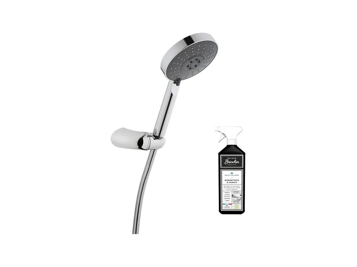 Pommeau de douche VITRA Master Slot 3 jets avec support et flexible + nettoyant Briochin