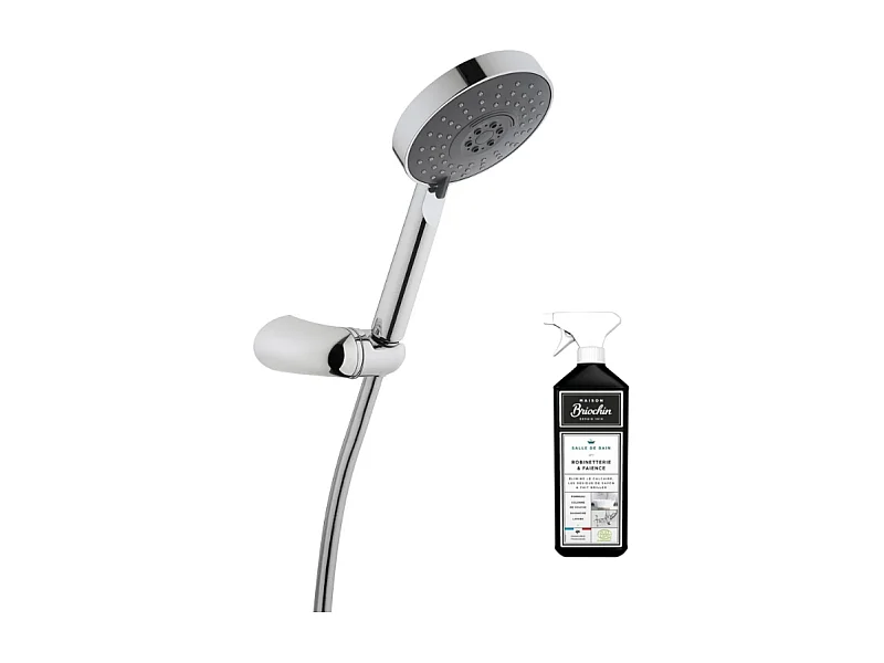 Pommeau de douche VITRA Master Slot 3 jets avec support et flexible + nettoyant Briochin