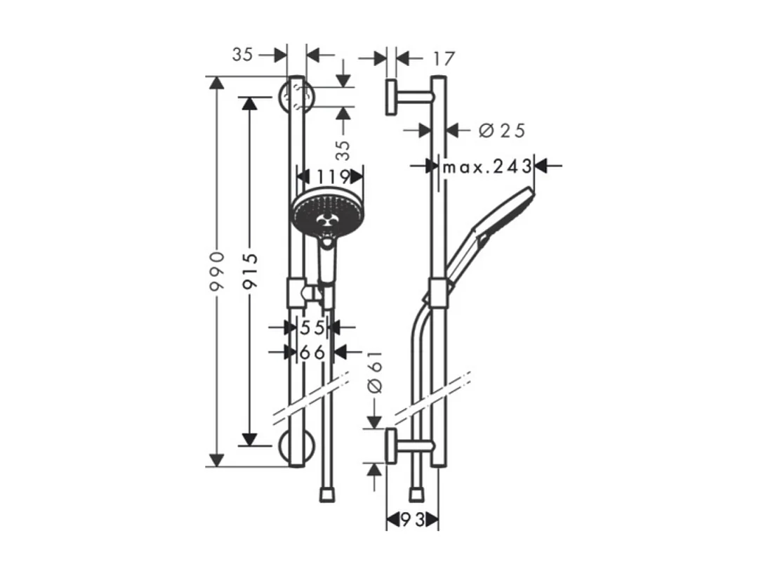 Set de ducha 120 3jet con barra de ducha 90 cm cromo Hansgrohe Raindance Select S