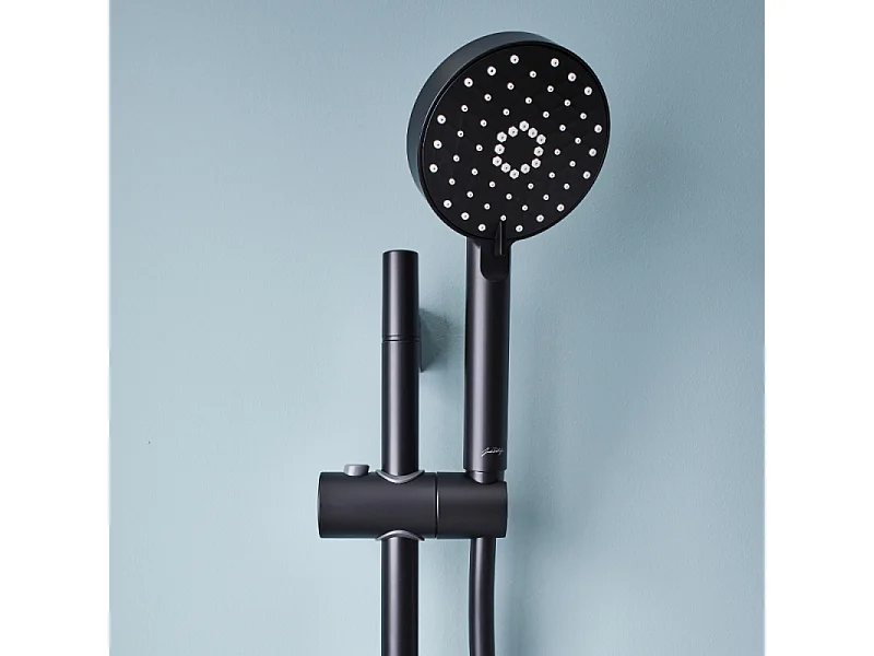Pommeau de douche + barre + flexible JACOB DELAFON Awaken noir mat