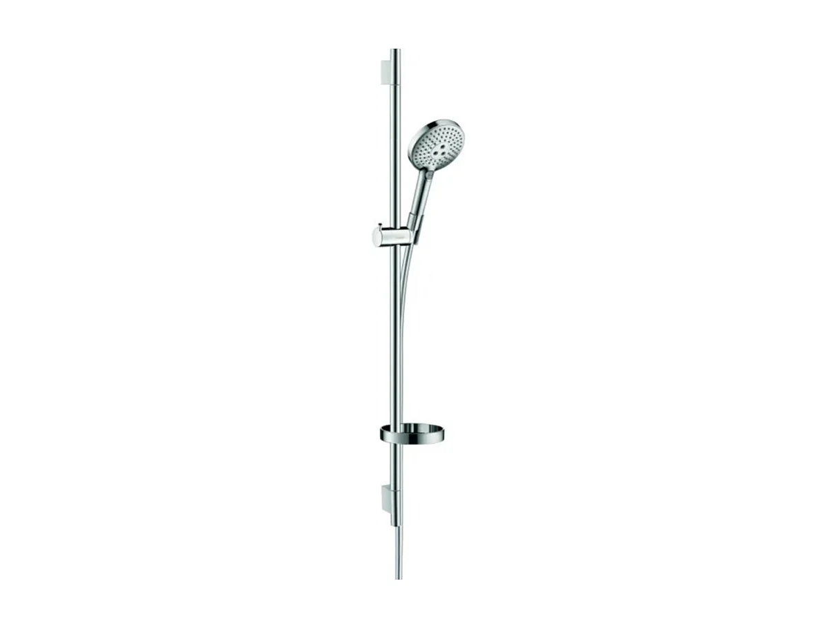 Set de douche 120 3jet EcoSmart 9 l/min avec barre Unica'S puro 90 cm et porte-savon chromé Hansgrohe Raindance Select S