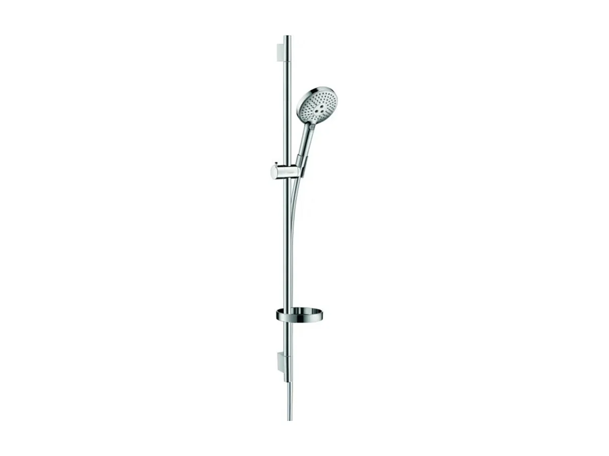 Set de douche 120 3jet EcoSmart 9 l/min avec barre Unica'S puro 90 cm et porte-savon chromé Hansgrohe Raindance Select S