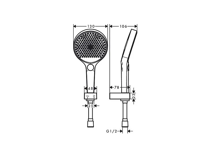 Ensemble support mural et douchette 130 3jet avec flexible de douche 125 cm chromé Hansgrohe Rainfinity