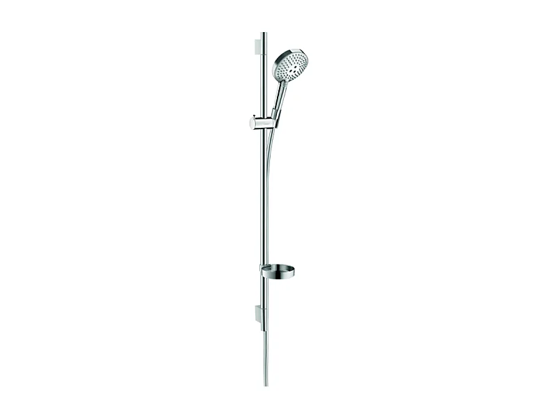 Set de ducha 120 3jet PowderRain con barra Unica'S puro 90 cm y jabonera Hansgrohe Raindance Select S cromada