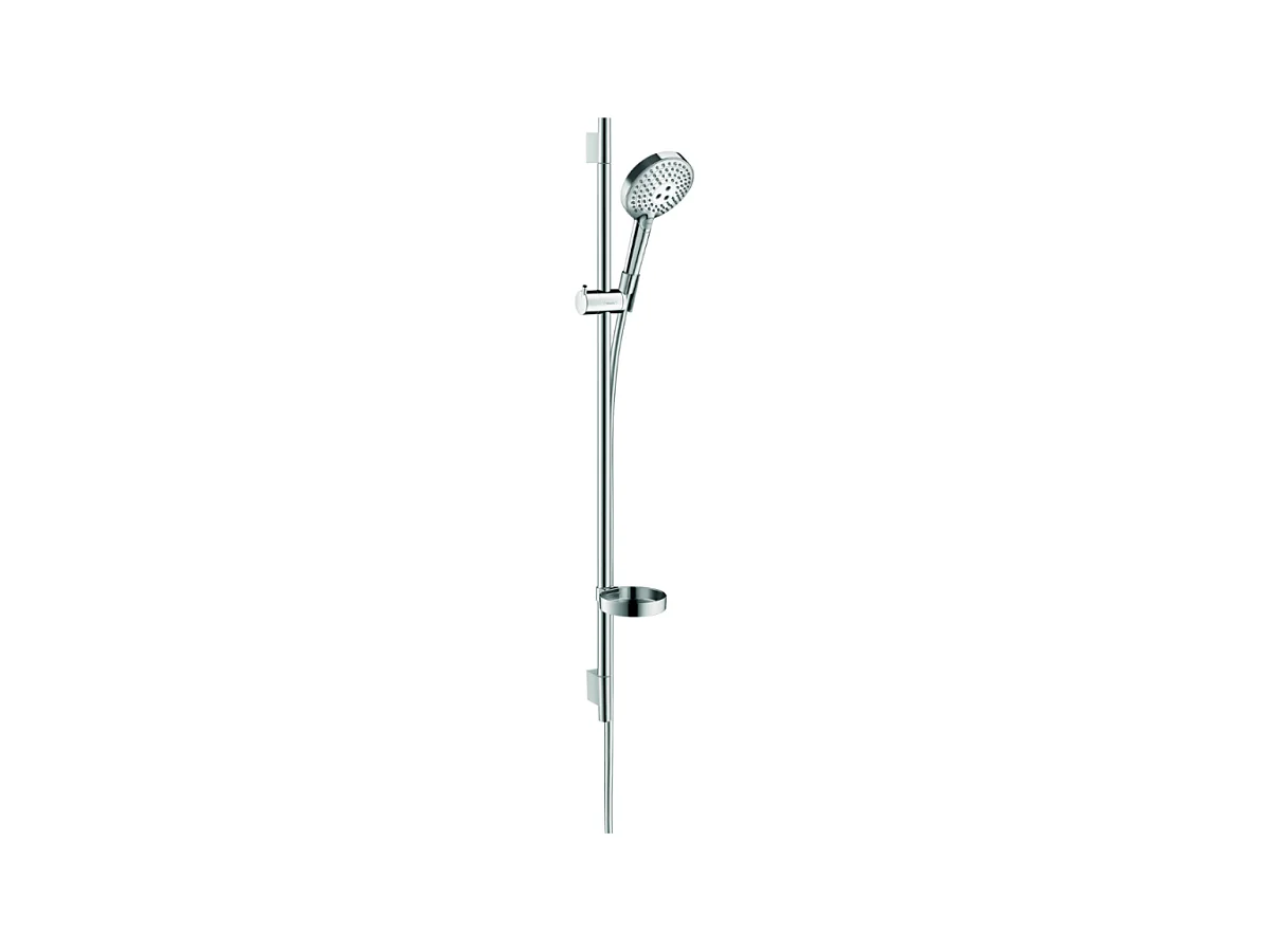 Set de douche 120 3jet PowderRain avec barre Unica'S puro 90 cm et porte-savon chromé Hansgrohe Raindance Select S