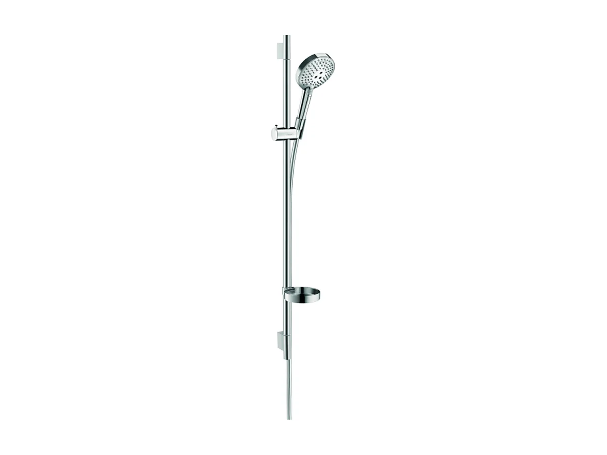 Set de douche 120 3jet PowderRain avec barre Unica'S puro 90 cm et porte-savon chromé Hansgrohe Raindance Select S