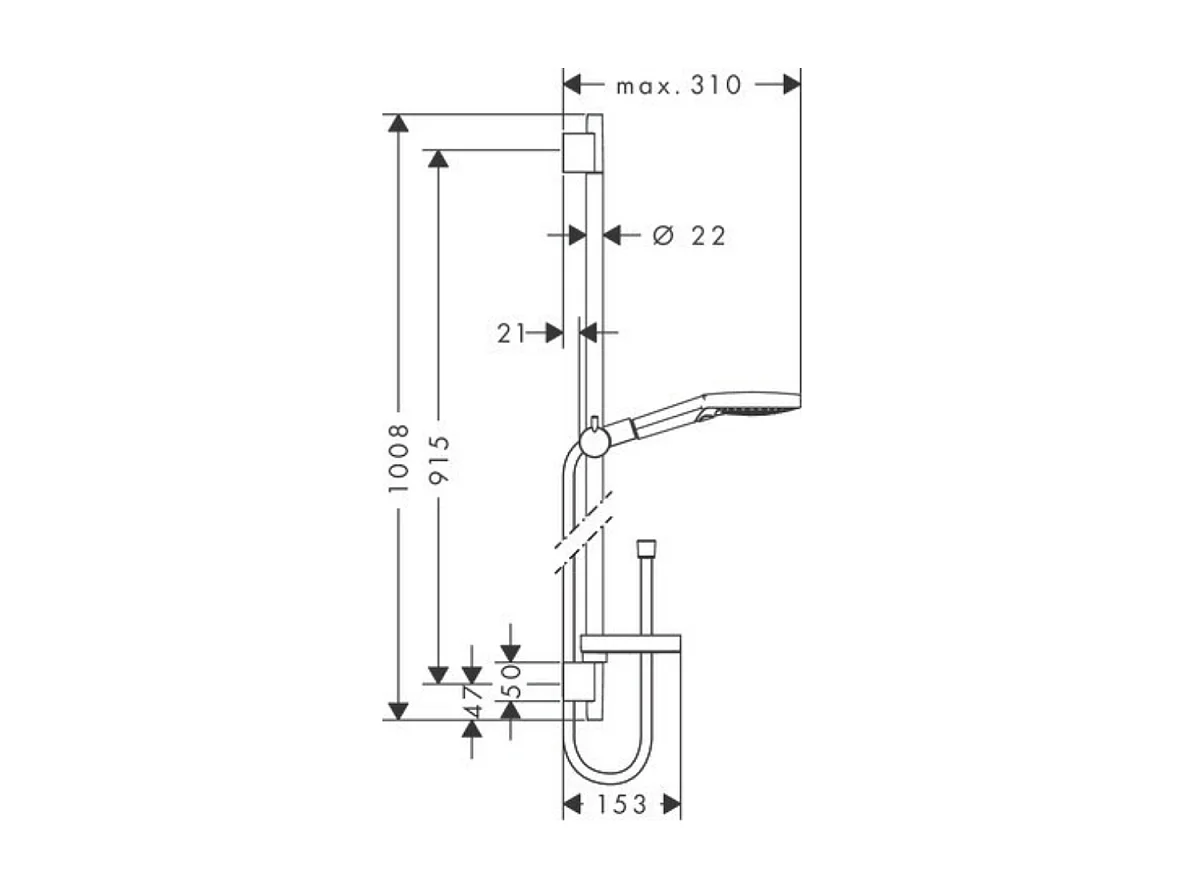 Set de douche 120 3jet PowderRain avec barre Unica'S puro 90 cm et porte-savon chromé Hansgrohe Raindance Select S