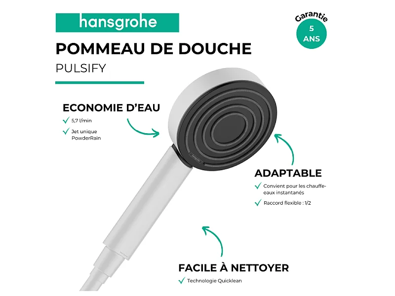 HANSGROHE Teleducha 105 1jet EcoSmart 9l/min blanco mate Pulsify