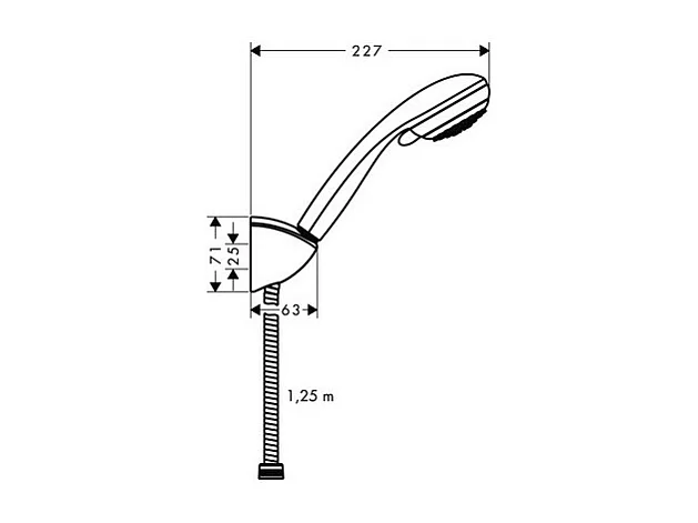 Soporte de pared Vario y set de ducha de mano con flexo de ducha cromado de 125 cm Hansgrohe Crometta 85