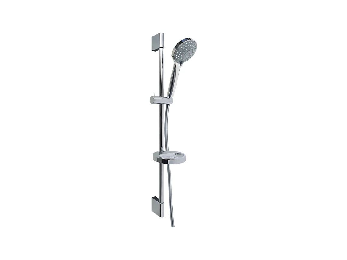Pack pommeau de douche rond 3 jets + flexible + barre + porte savon Paini Ruby Chrome