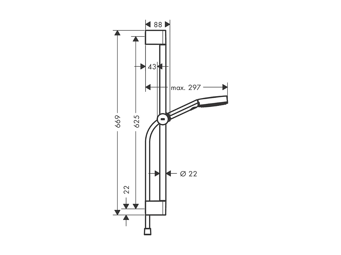 Set de ducha 105 3jet Relaxation con barra en C 65 cm cromo Hansgrohe Pulsify Select