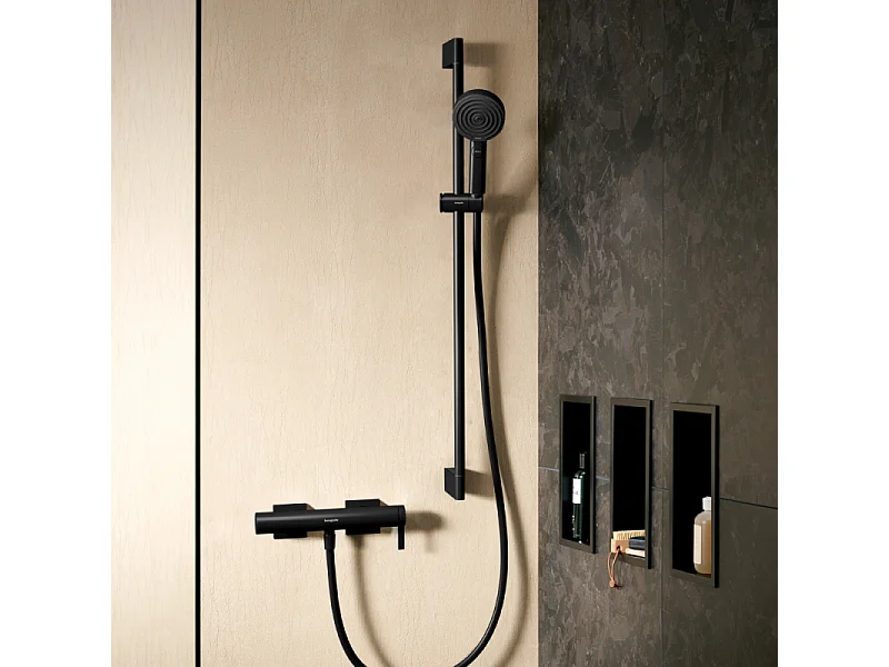 Set de douche 105 3jet Relaxation avec barre C 90 cm noir mat Hansgrohe Pulsify Select