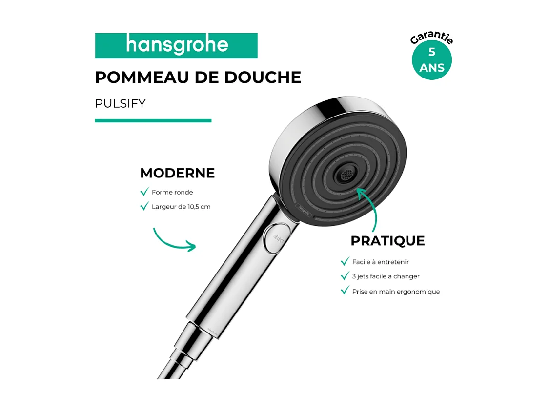 HANSGROHE Douchette à main 105 3jet Activation chromé Pulsify Select