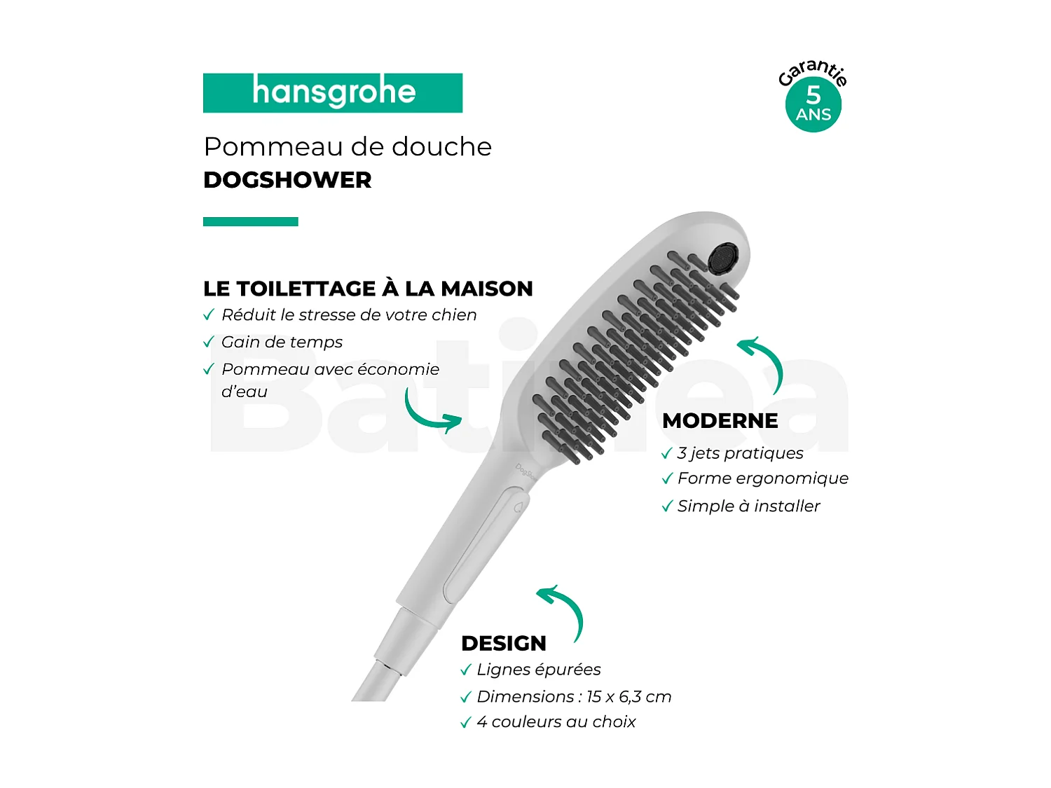 Pommeau de douche pour chien HANSGROHE DogShower 3 jets Blanc