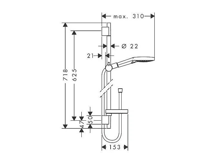 Set de douche 120 3jet avec barre Unica'S puro 65 cm et porte-savon chromé Hansgrohe Raindance Select S