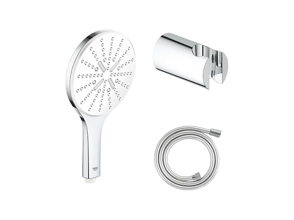 Pack douchette ronde 3 jets Vitalio Smartactive GROHE + Flexible 1500 chromé + Support mural