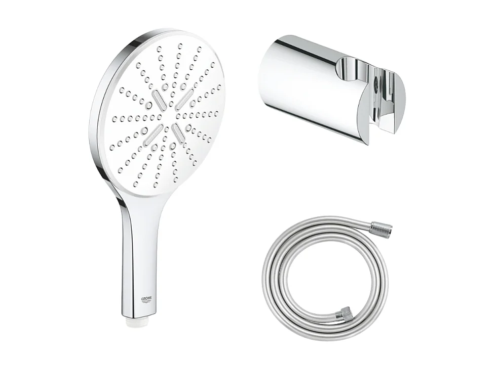 Pack douchette ronde 3 jets Vitalio Smartactive GROHE + Flexible 1500 chromé + Support mural
