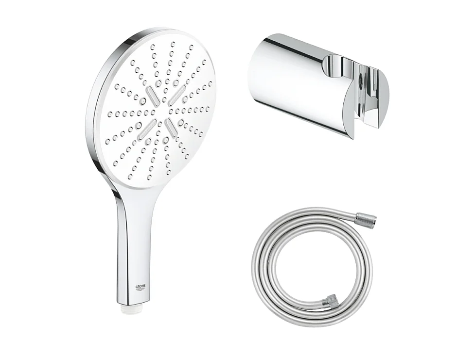Pack douchette ronde 3 jets Vitalio Smartactive GROHE + Flexible 1500 chromé + Support mural