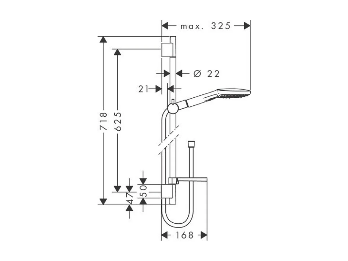 Set de douche 120 3jet avec barre Unica'S puro 65 cm et porte-savon blanc/chromé Hansgrohe Raindance Select E