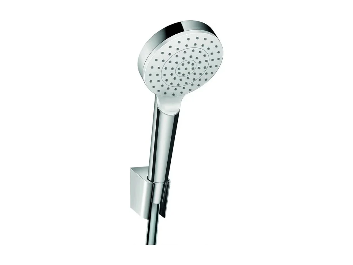 Ensemble support mural et douchette 1jet avec flexible de douche 160 cm blanc/chromé Hansgrohe Crometta