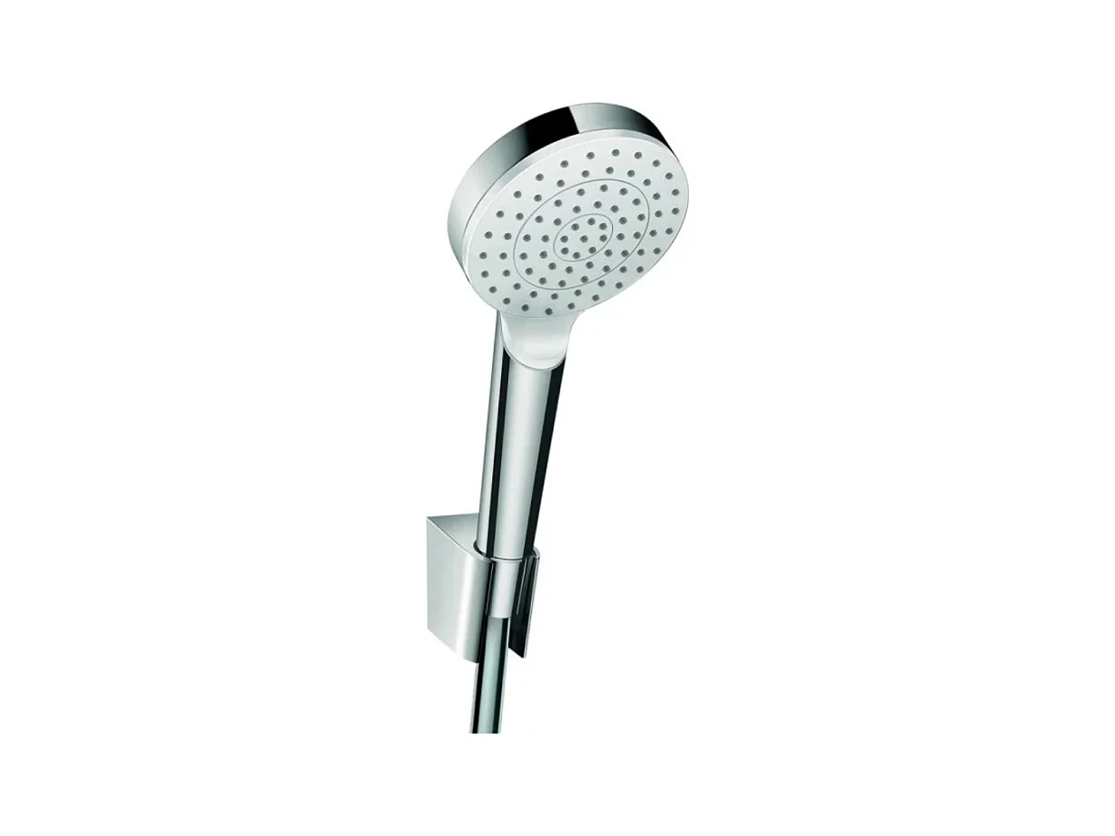 Ensemble support mural et douchette 1jet avec flexible de douche 160 cm blanc/chromé Hansgrohe Crometta