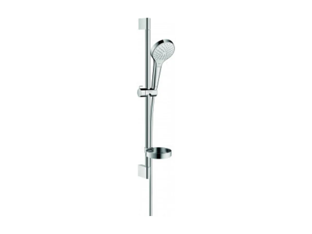 Set de douche Vario avec barre Unica'Croma 65 cm et porte-savon blanc/chromé Hansgrohe Croma Select S