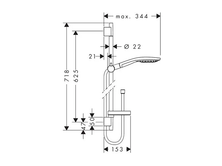 Set de douche 150 3jet avec barre Unica'S puro 65 cm et porte-savon chromé Hansgrohe Raindance Select S