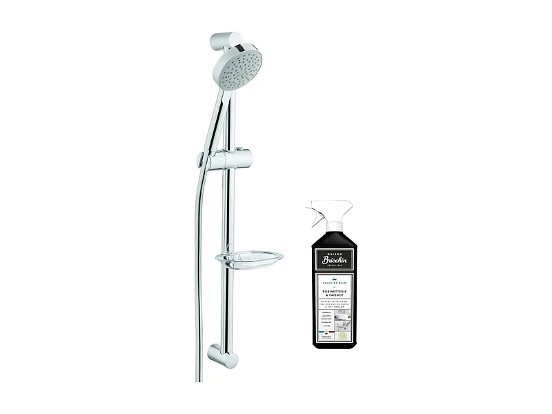 Pommeau de douche VITRA Master avec barre, porte savon et flexible + nettoyant Briochin