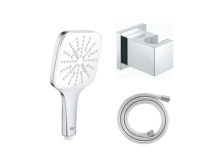 GROHE Douchette 3 jets Vitalio Smartactive chrome carré avec flexible 150 et support carré