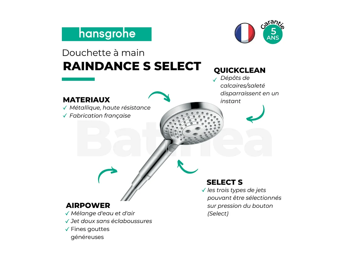 HANSGROHE Douchette à main Raindance Select S 120 3jet PowderRain bronze brossé