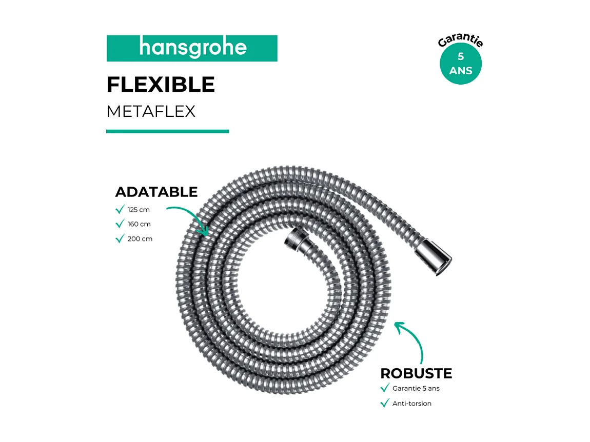 Flexo de ducha 1,60 m HANSGROHE Metaflex cromo