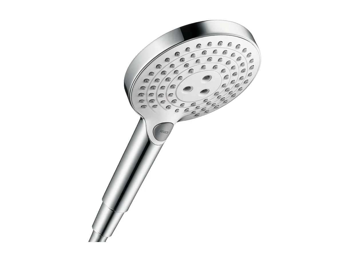 HANSGROHE Raindance Select S EcoSmart 120 rociador de ducha de 3 chorros blanco / cromo