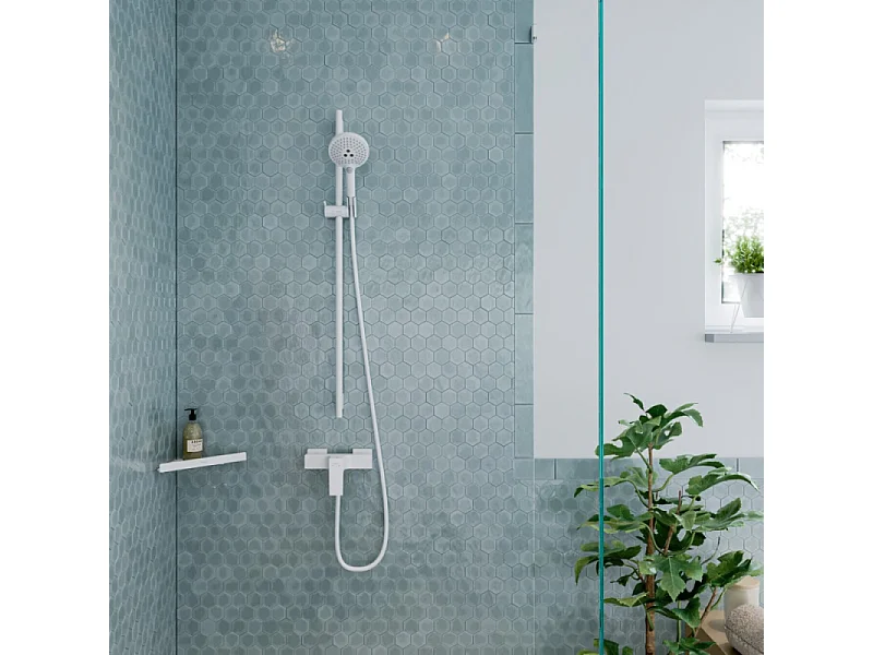 Pommeau de douche HANSGROHE Raindance Select S EcoSmart 120 3 jets blanc mat