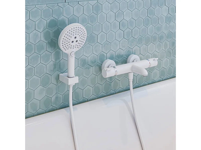 Pommeau de douche HANSGROHE Raindance Select S EcoSmart 120 3 jets blanc mat