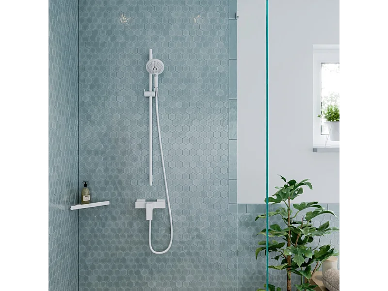 Pommeau de douche HANSGROHE Raindance Select S EcoSmart 120 3 jets blanc mat