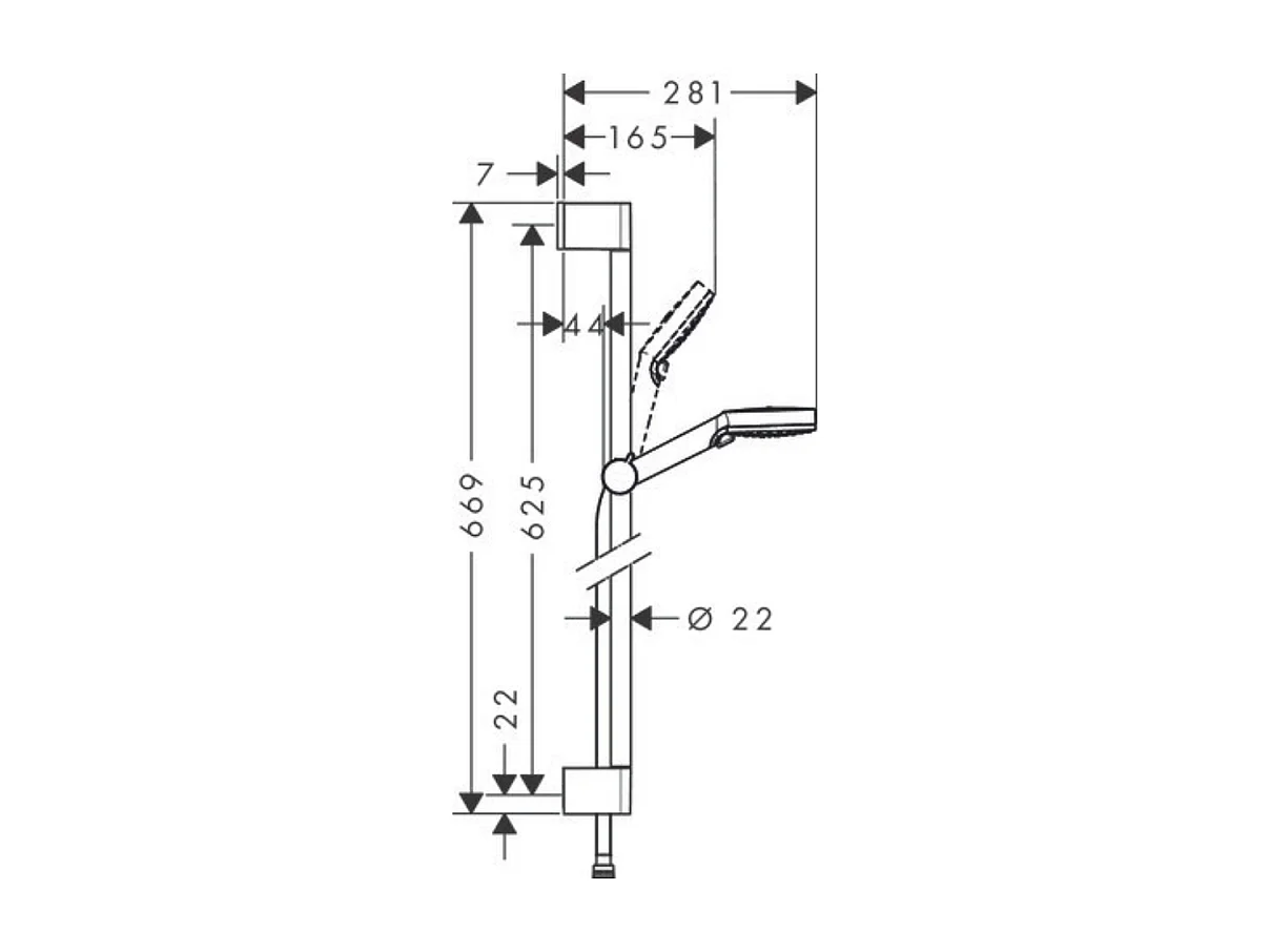 Set de douche 1jet avec barre Unica'Croma 90 cm blanc/chromé Hansgrohe Crometta