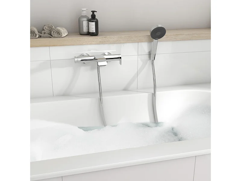 Ensemble support mural et douchette 105 1jet avec flexible 125 cm chromé Hansgrohe Pulsify