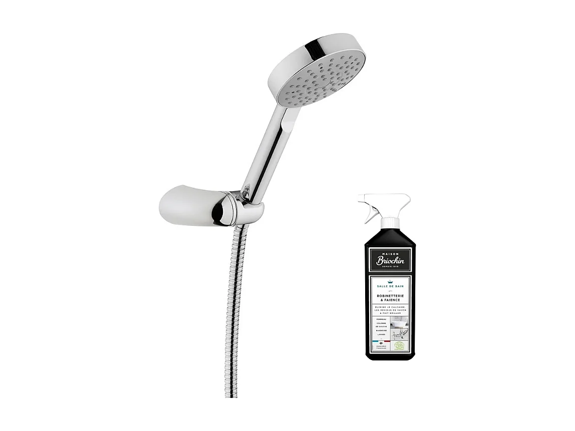 Pommeau de douche VITRA Master avec support et flexible + nettoyant Briochin